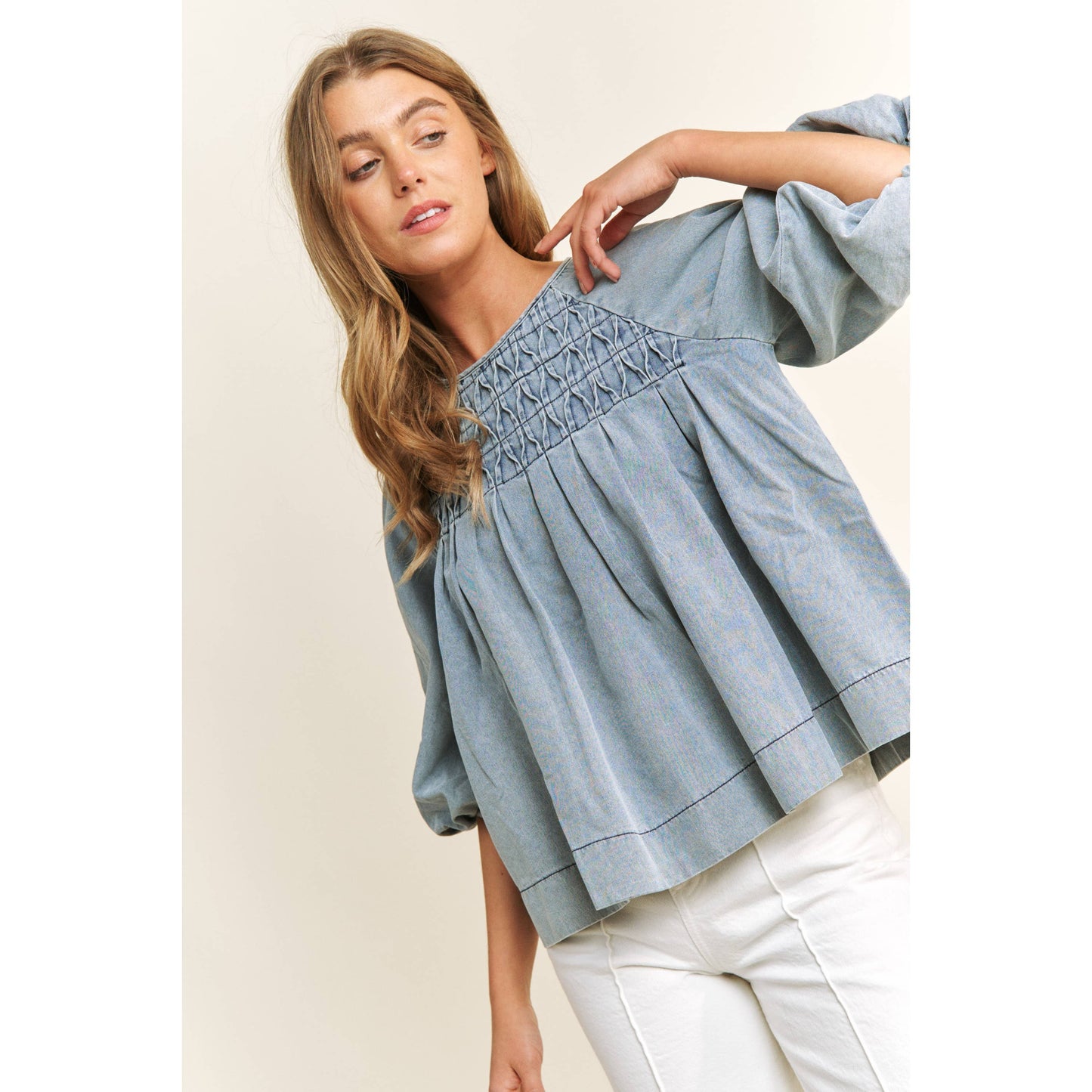 Sweet Blues Babydoll Top