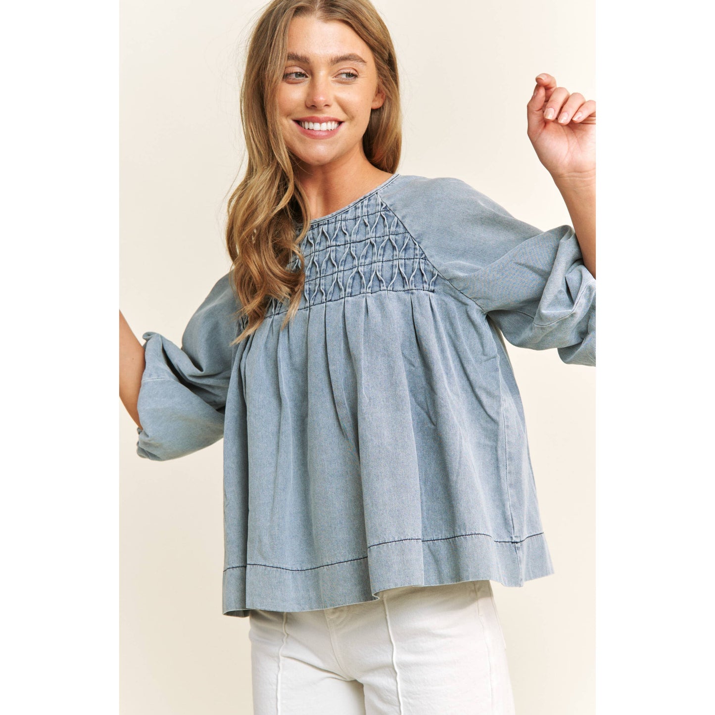 Sweet Blues Babydoll Top