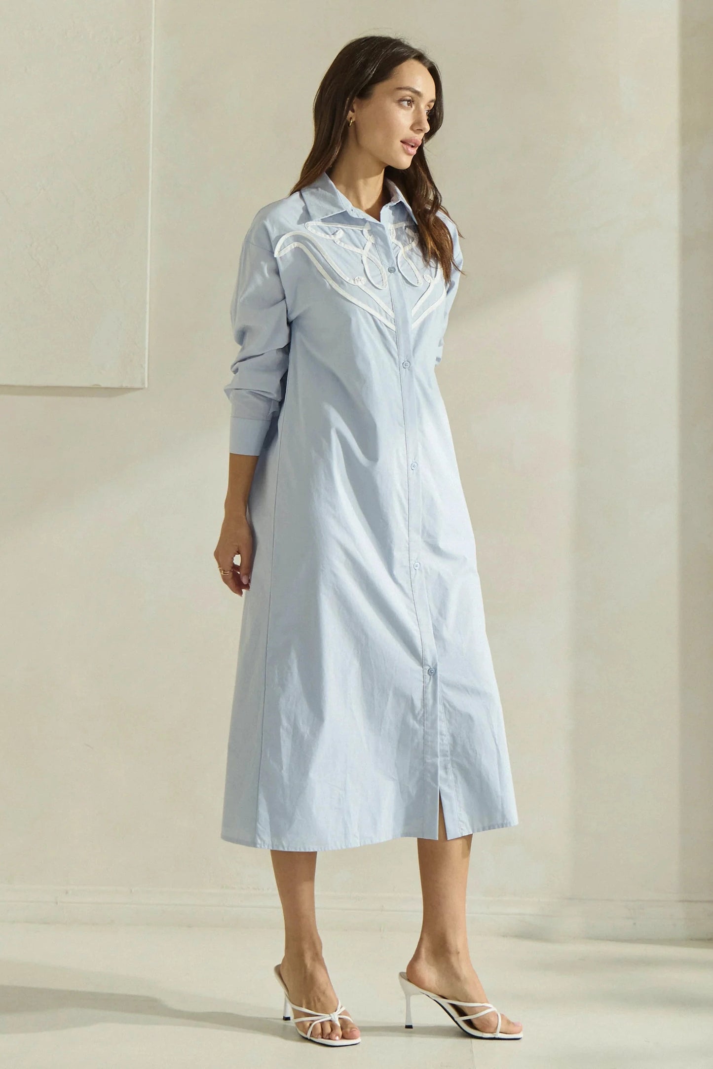 Cotton Shirtdress with Contrast Detail