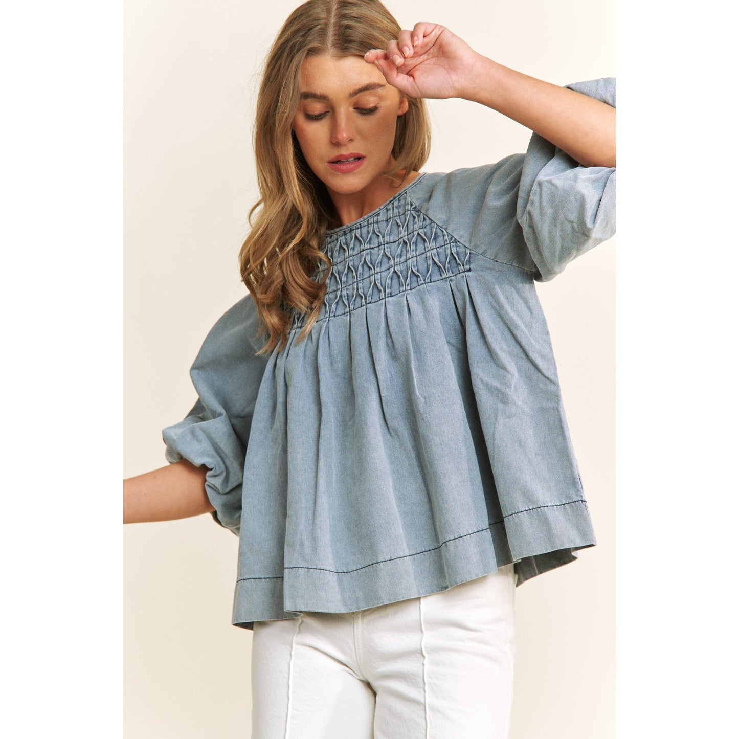 Sweet Blues Babydoll Top