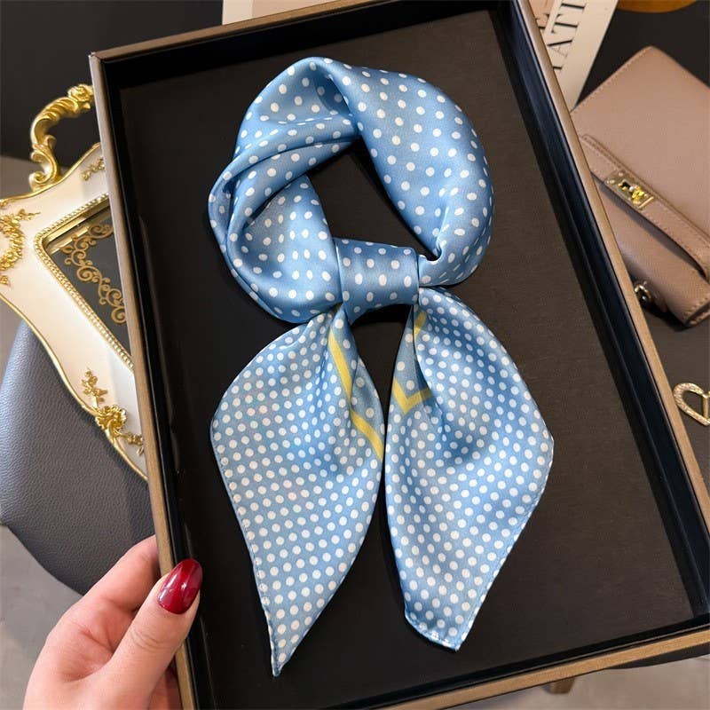Blue Polka Dot Bandana Scarf