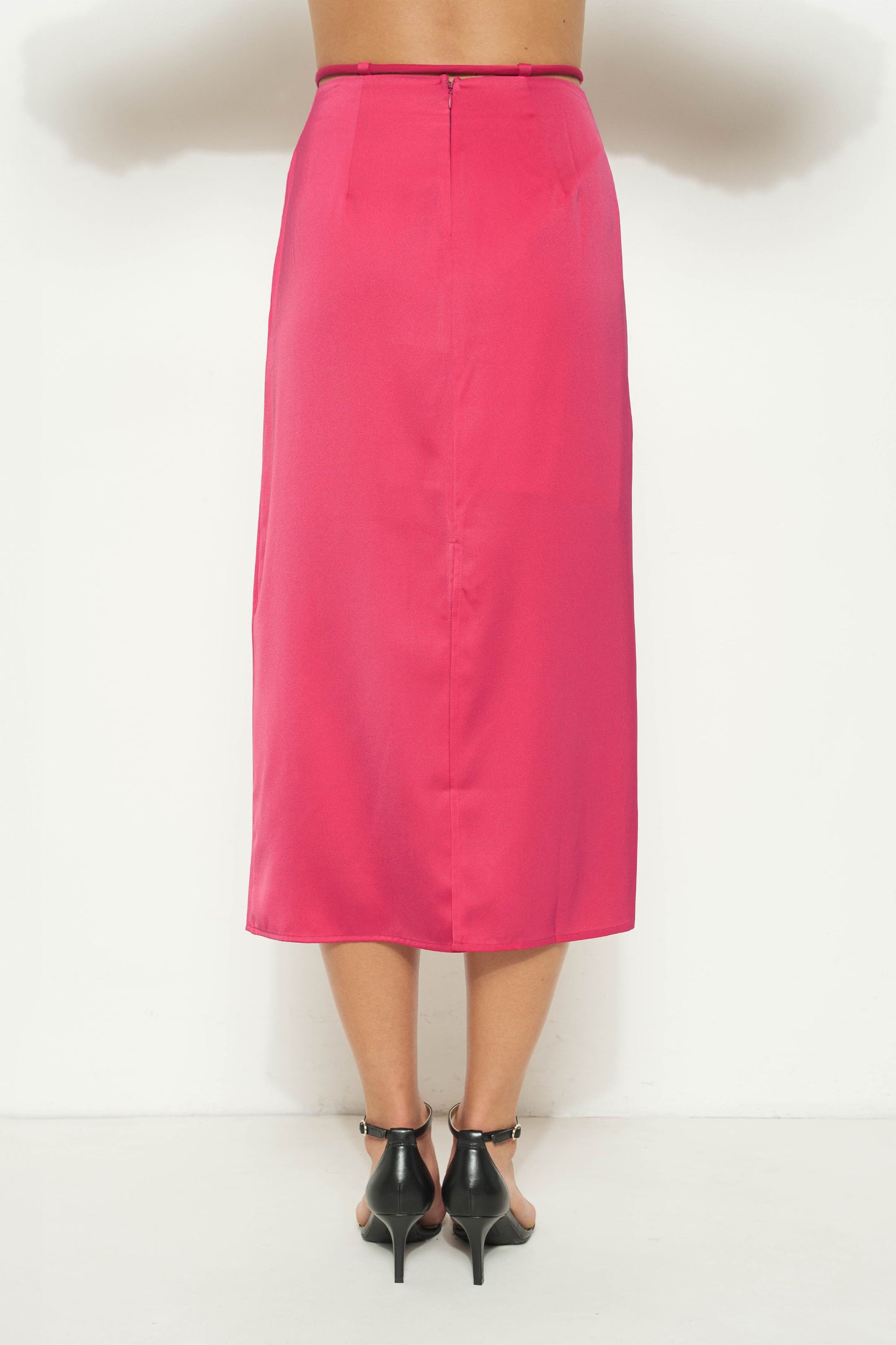 Fuchsia Flair Satin Midi
