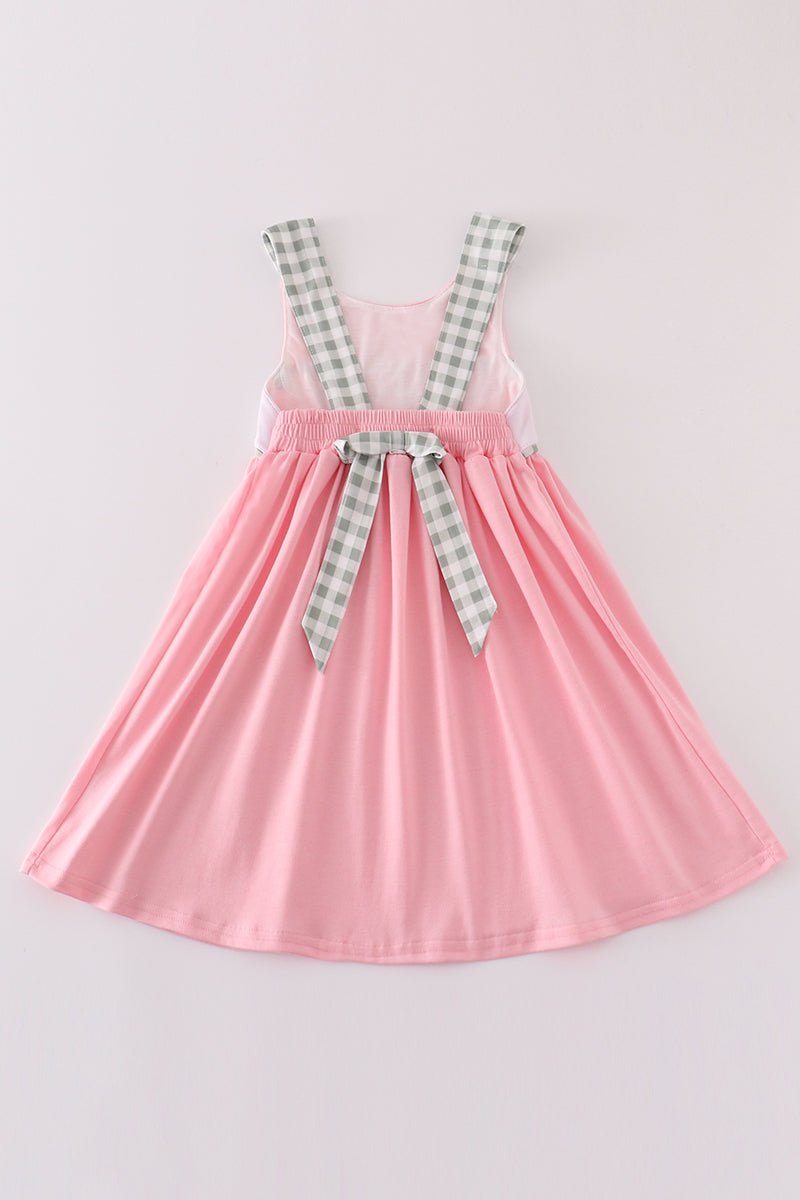 Pink easter cross French knot girl dress