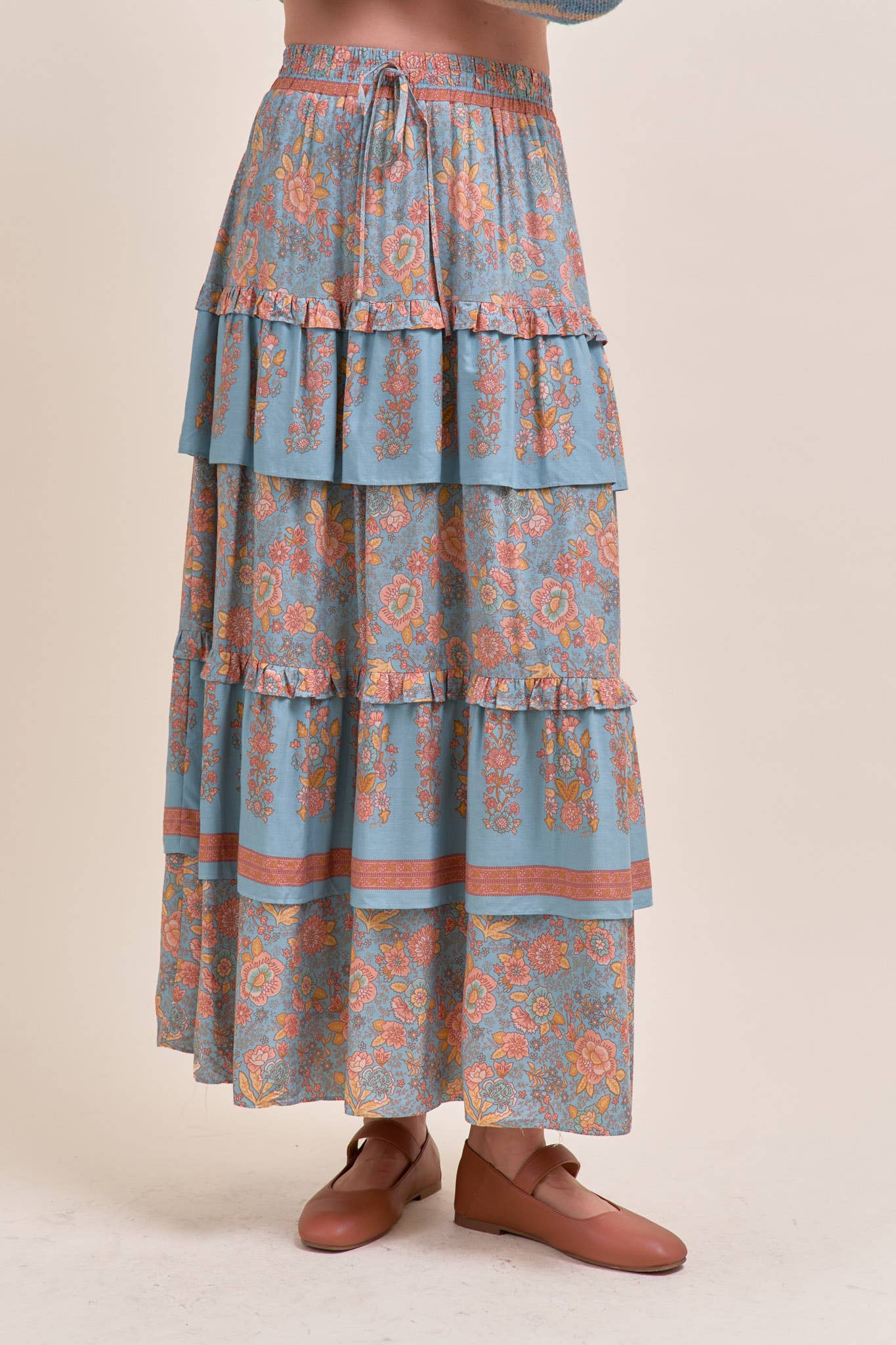 Floral Whimsy Tiered Maxi Skirt