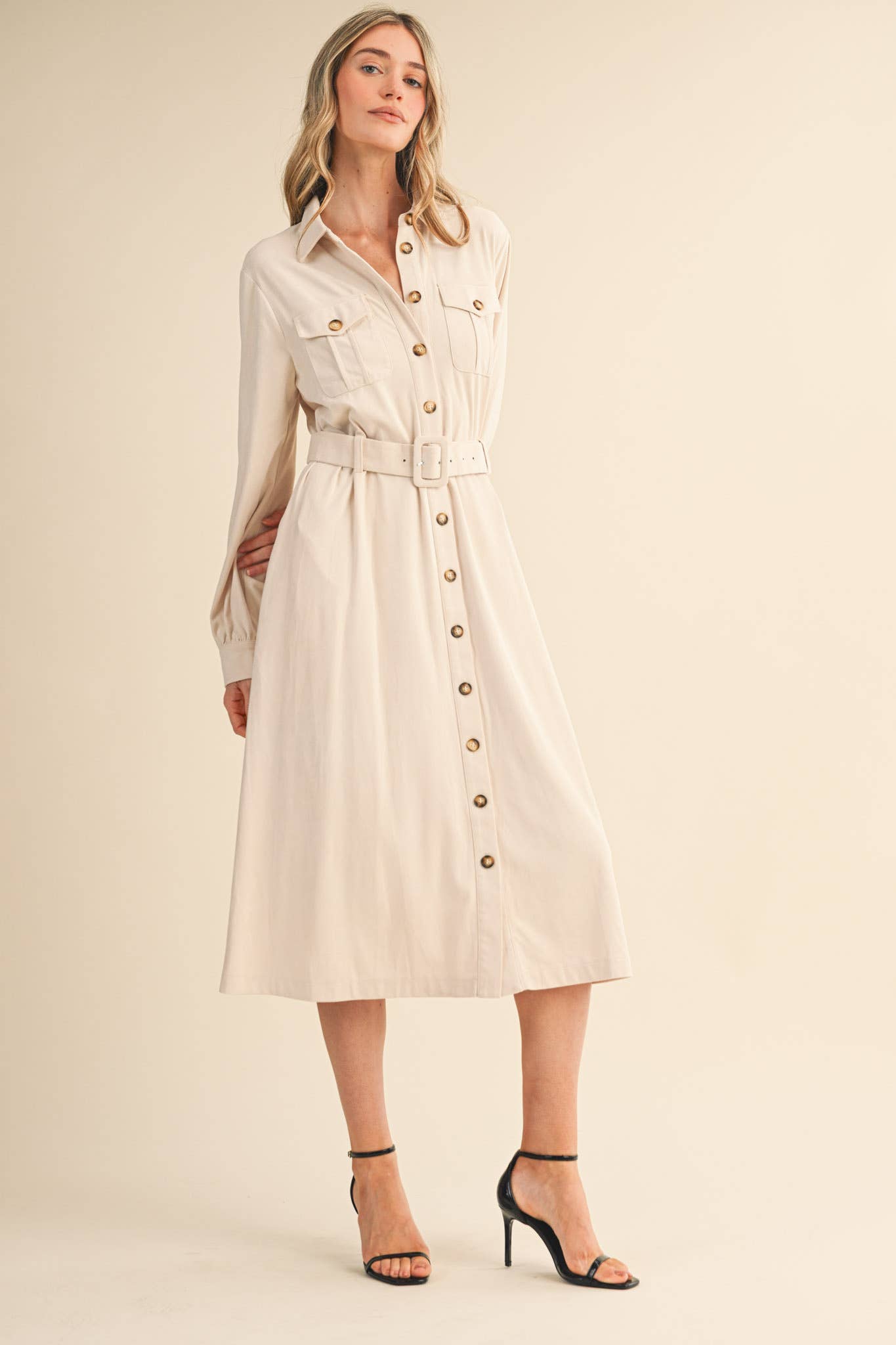 Ecru Suede Classic Midi