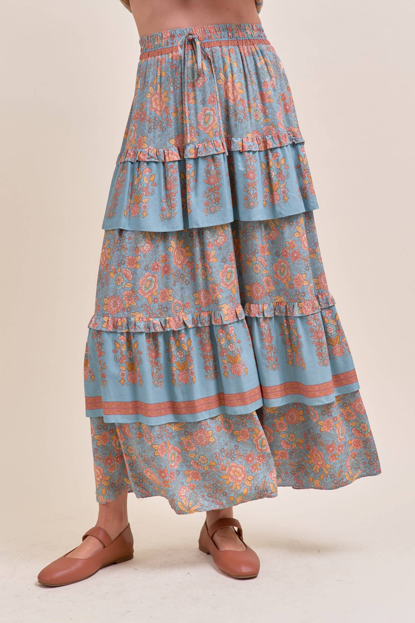 Floral Whimsy Tiered Maxi Skirt