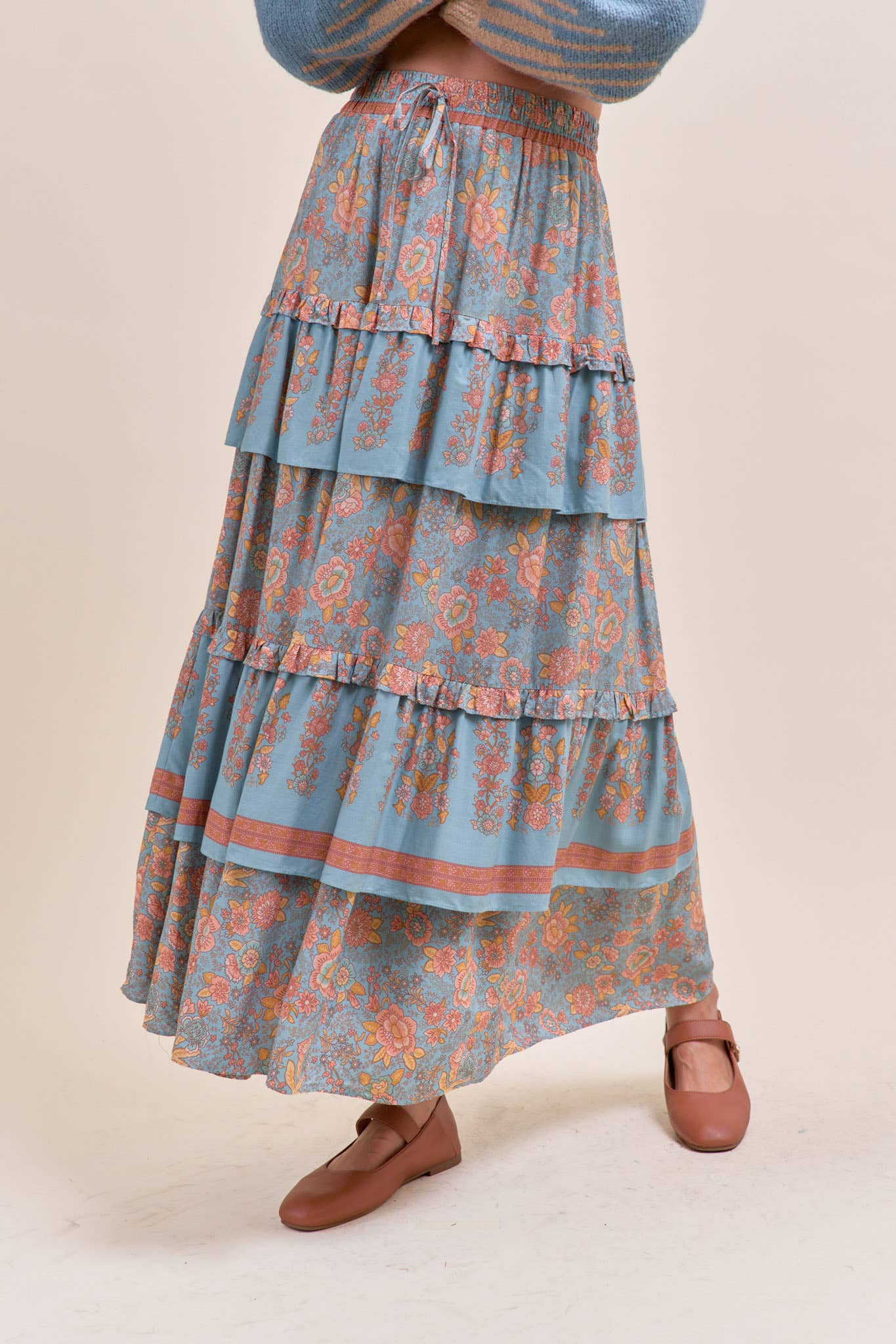 Floral Whimsy Tiered Maxi Skirt