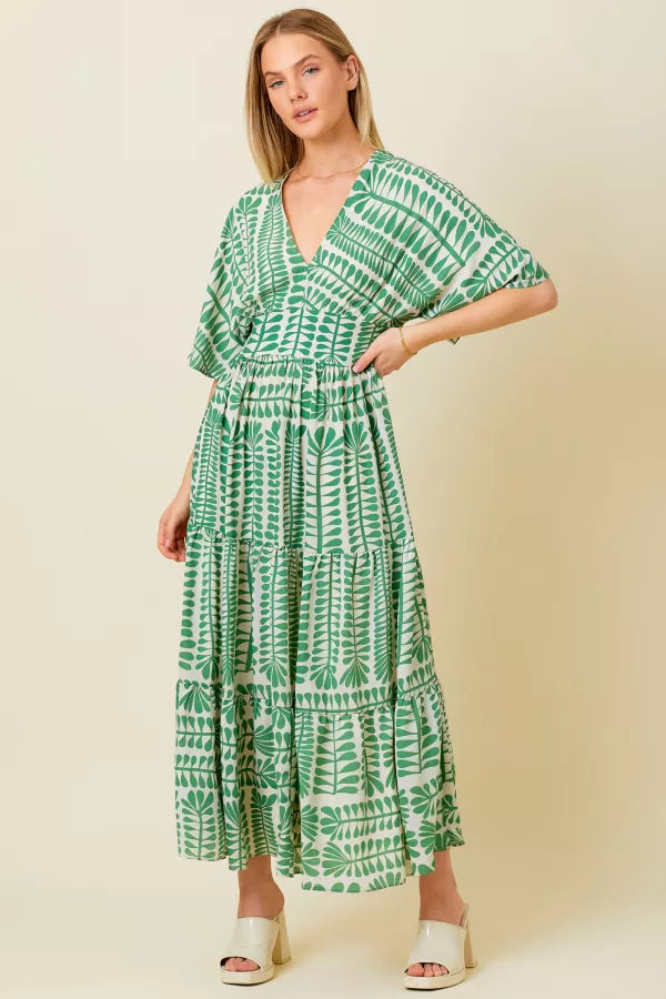 PLANT PRINTED MAXI DRESS