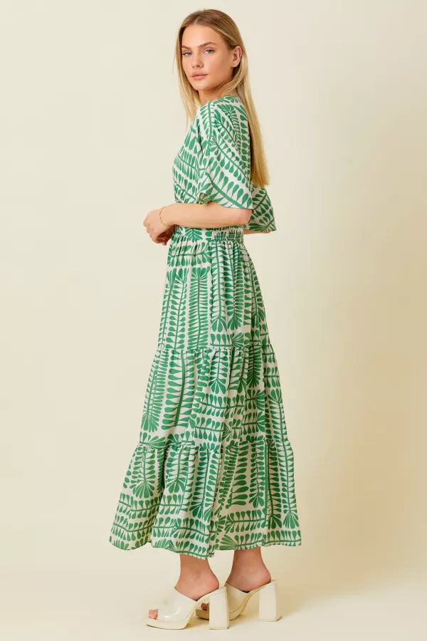 PLANT PRINTED MAXI DRESS