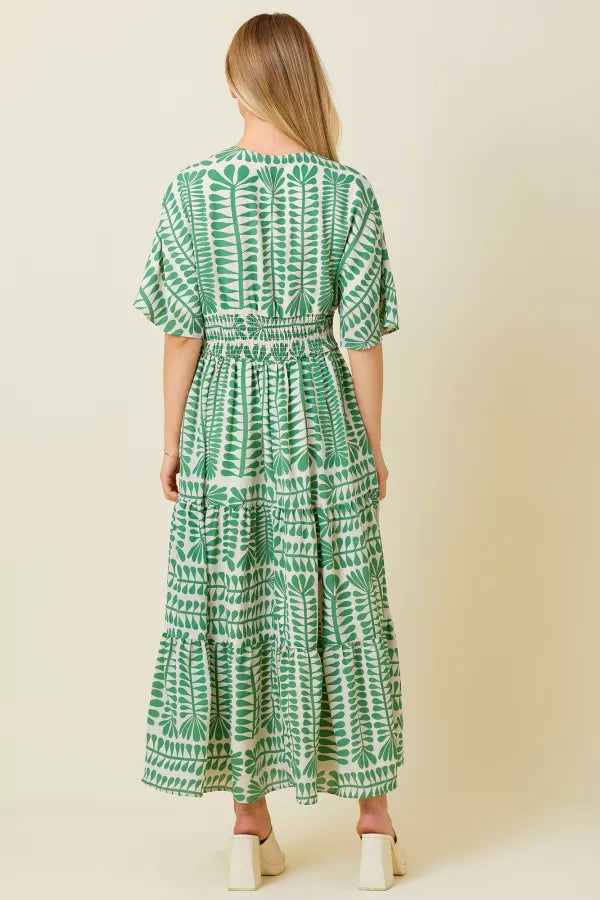 PLANT PRINTED MAXI DRESS