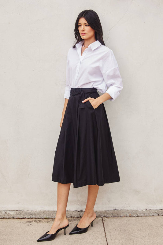 Cotton Midi Trouser Skirt