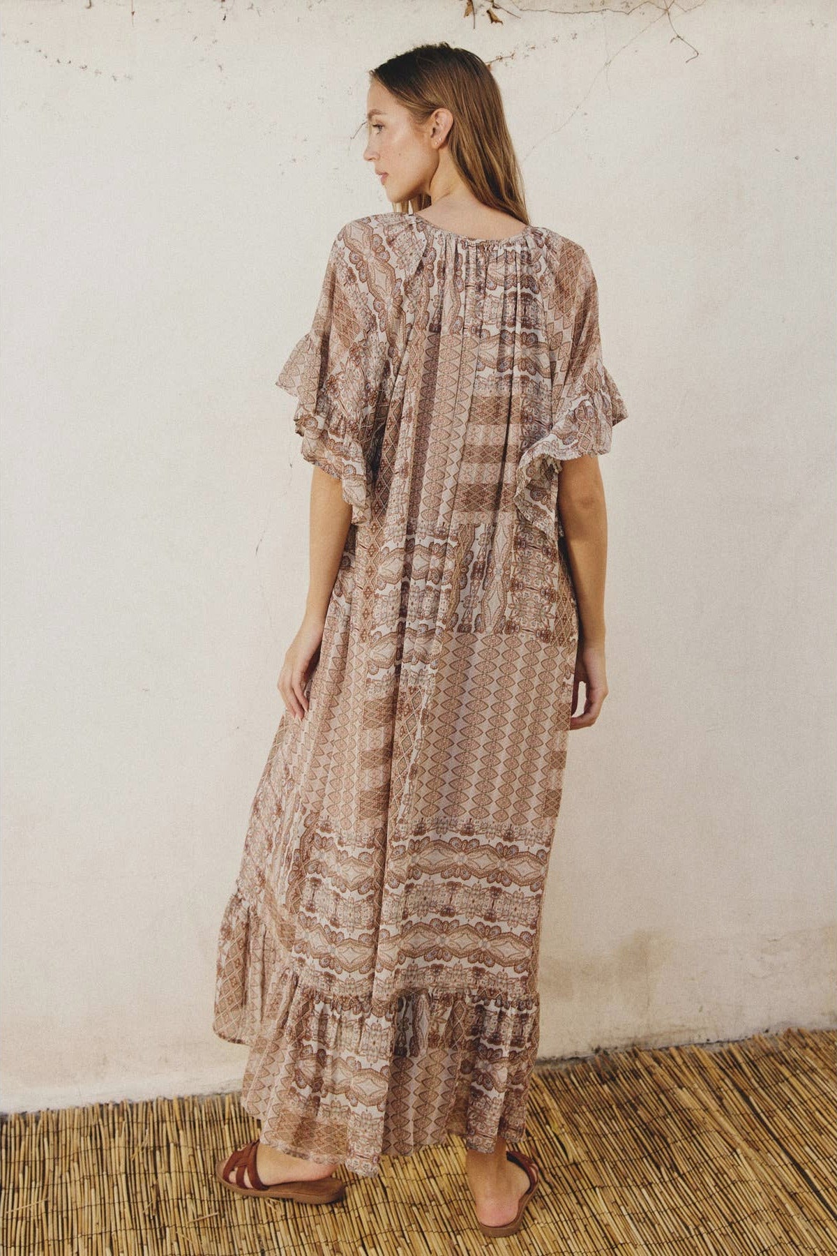 Ethnic Print Frilled Dress