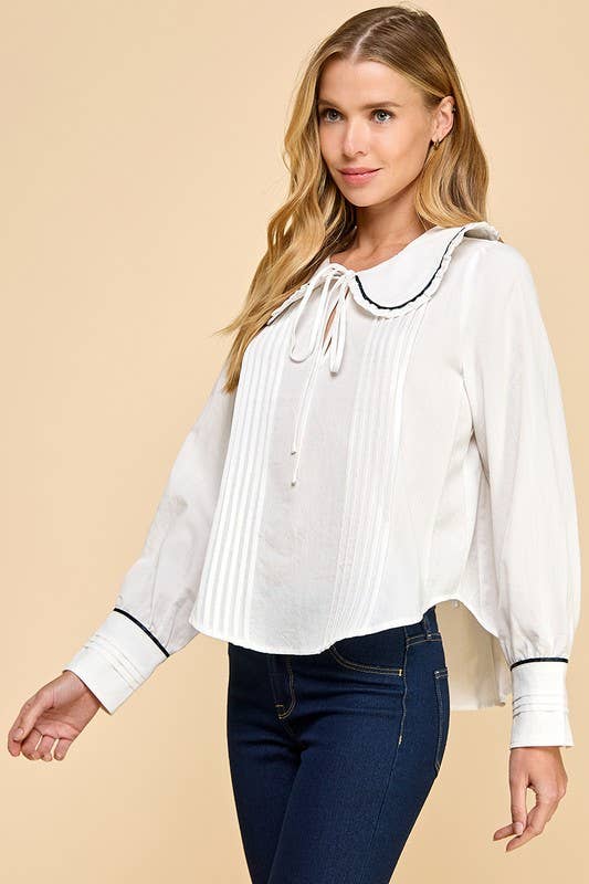Peter Pan Pleated Blouse