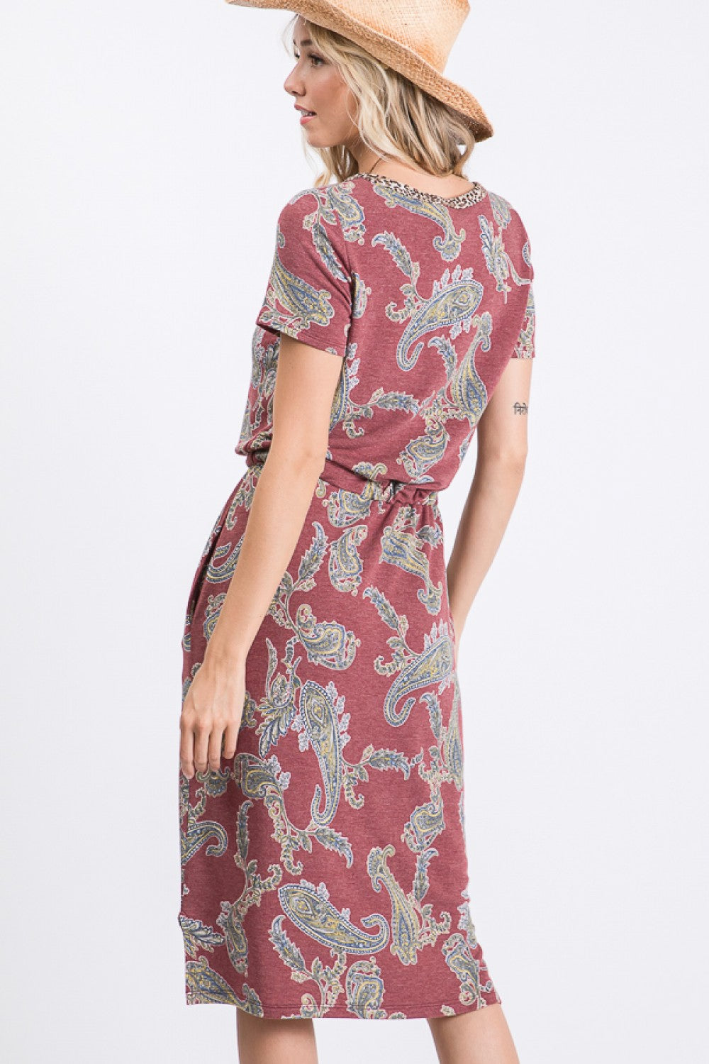 PAISLEY DRAWSTRING WAIST DRESS