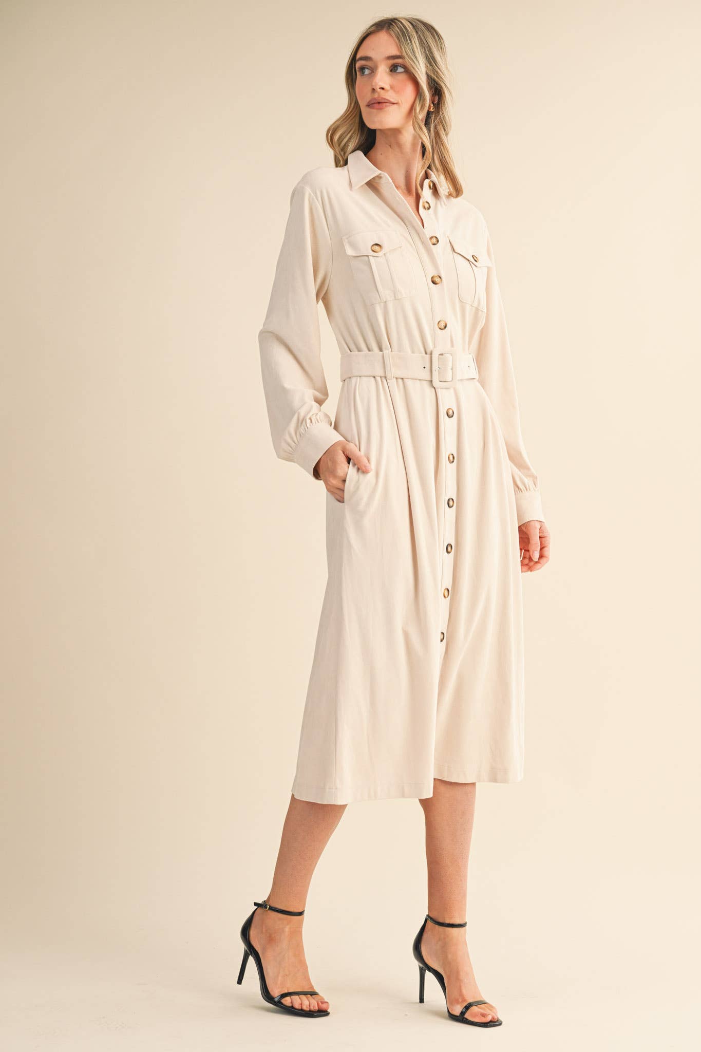 Ecru Suede Classic Midi