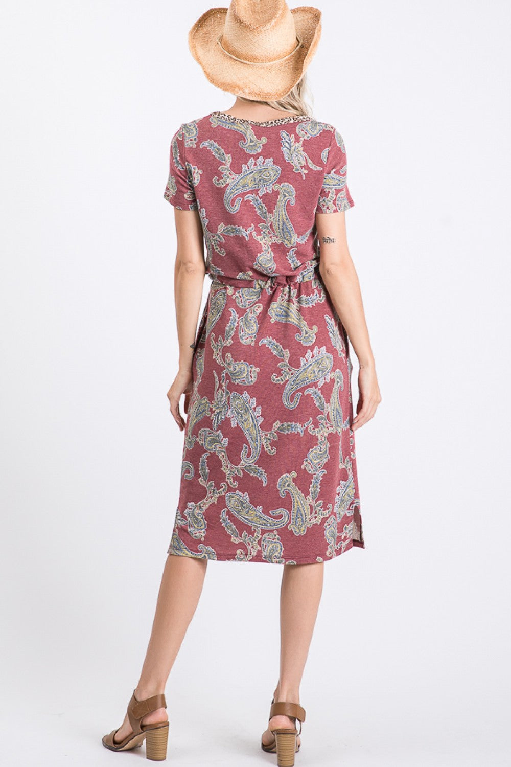 PAISLEY DRAWSTRING WAIST DRESS