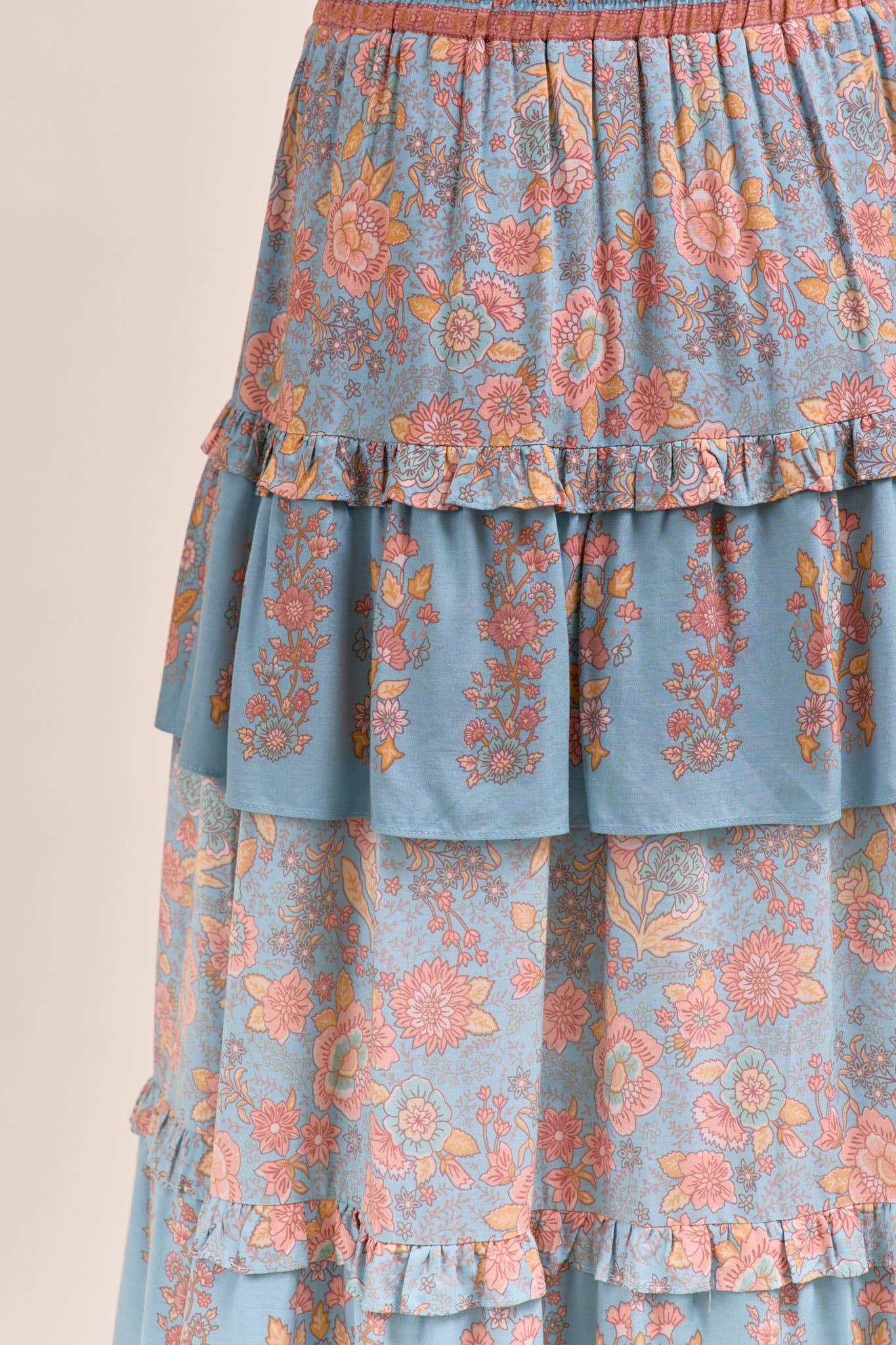 Floral Whimsy Tiered Maxi Skirt