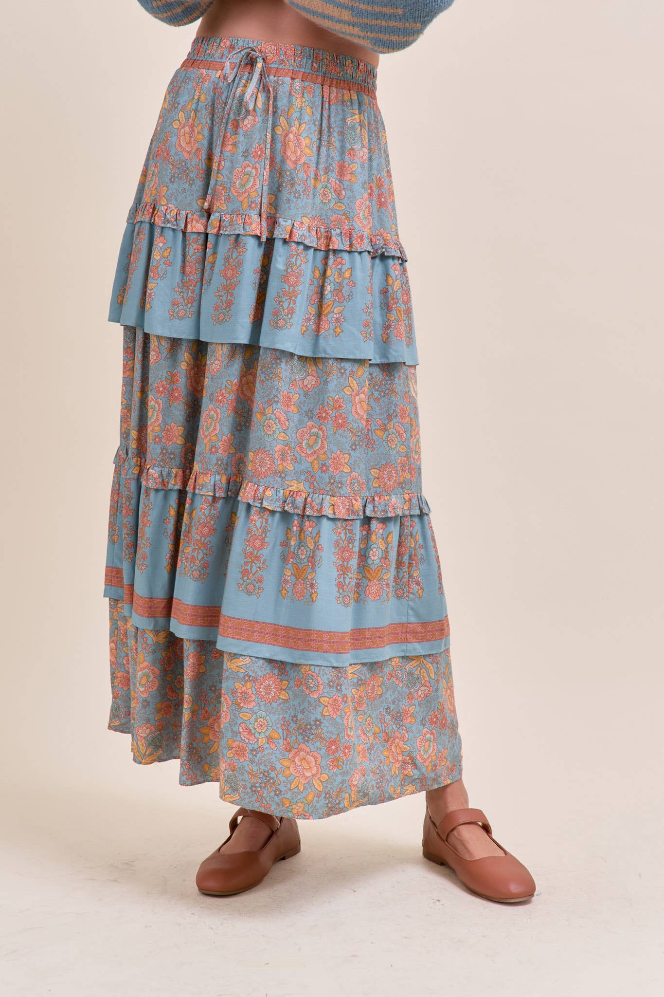 Floral Whimsy Tiered Maxi Skirt