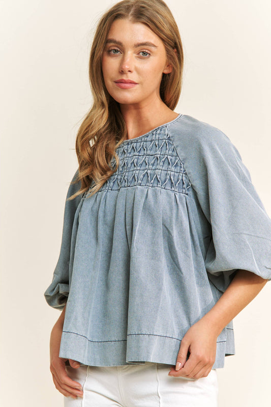 Sweet Blues Babydoll Top