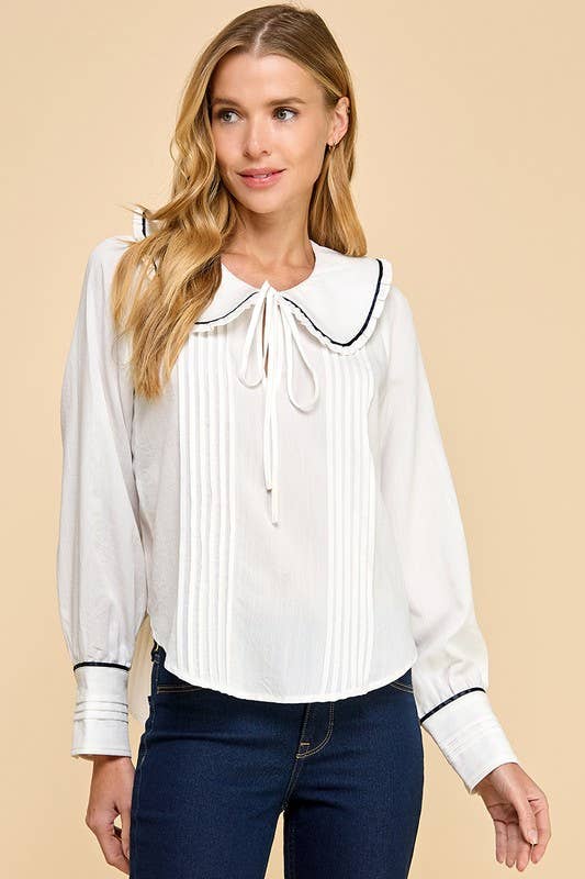 Peter Pan Pleated Blouse