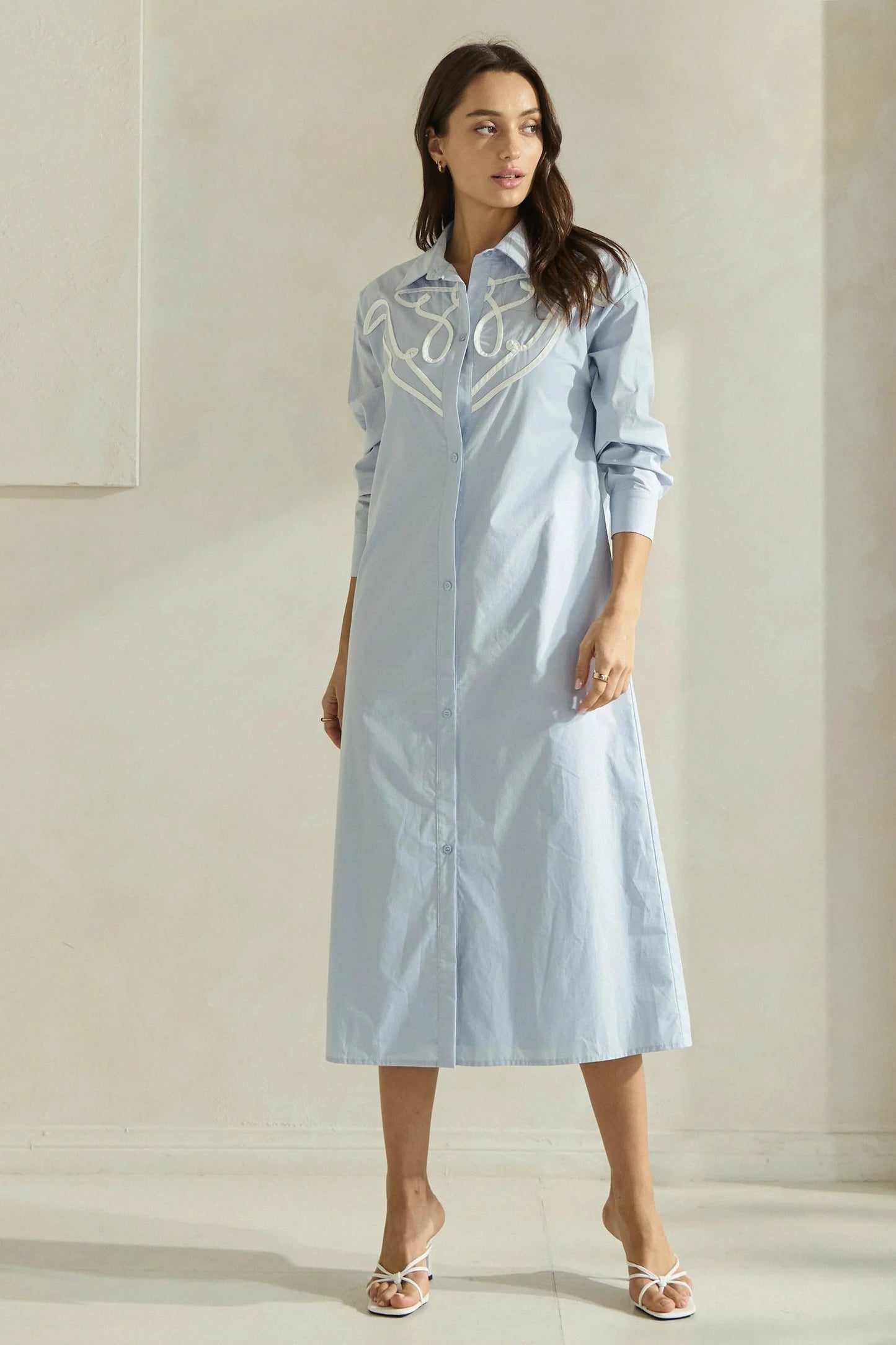 Cotton Shirtdress with Contrast Detail