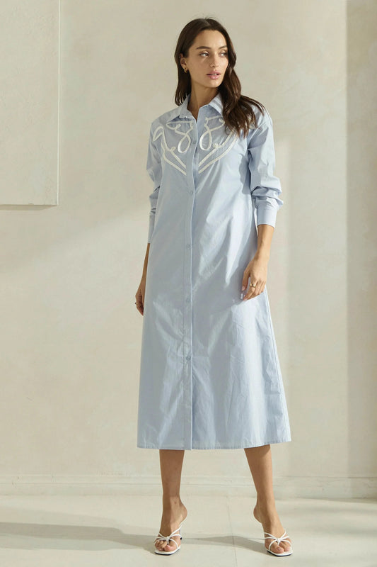 Cotton Shirtdress with Contrast Detail