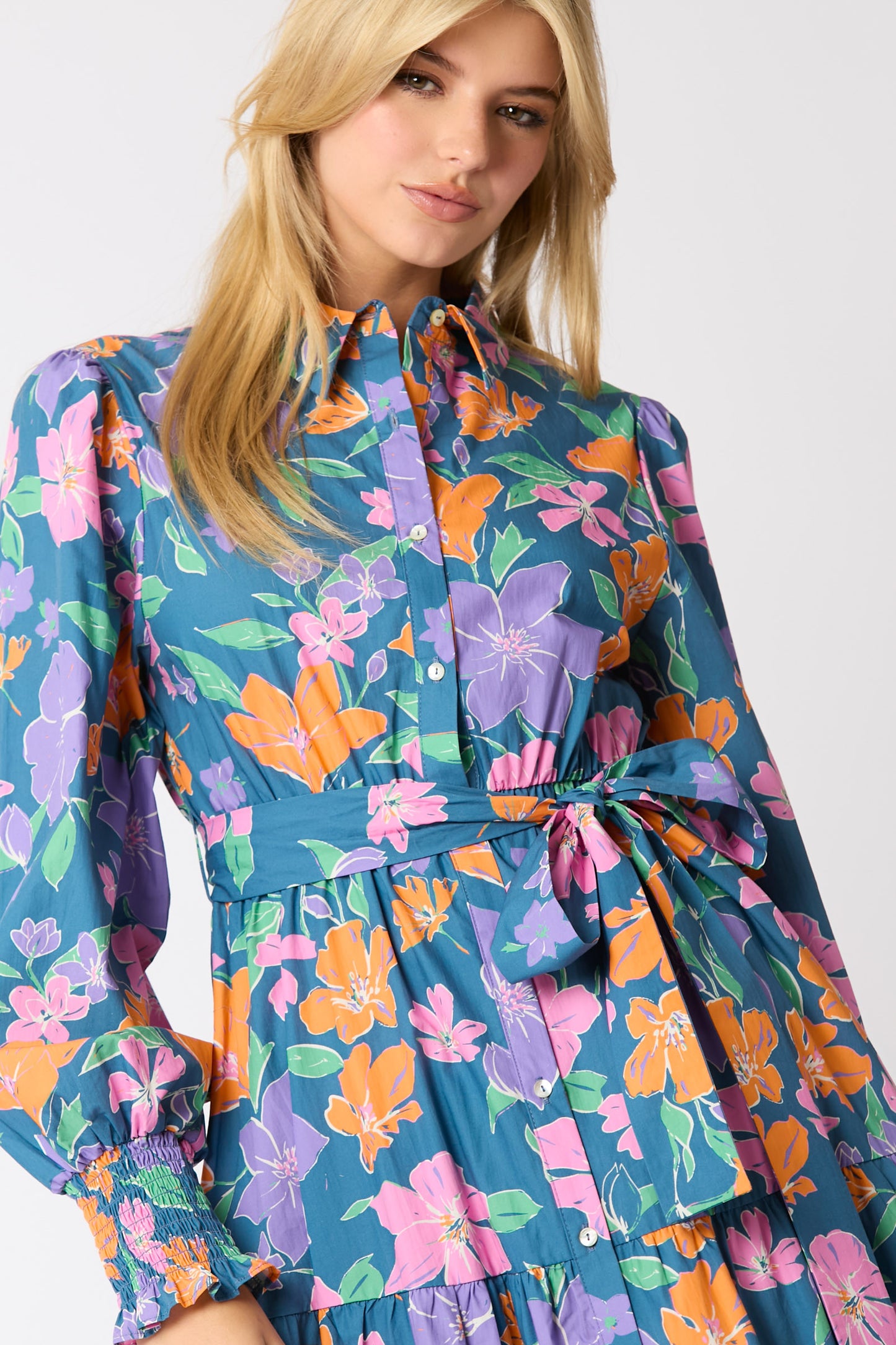 Floral Printed Shirt Dress