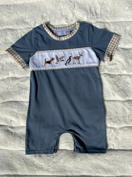 Navy Hunting Embroidery Baby Boy Jonjon