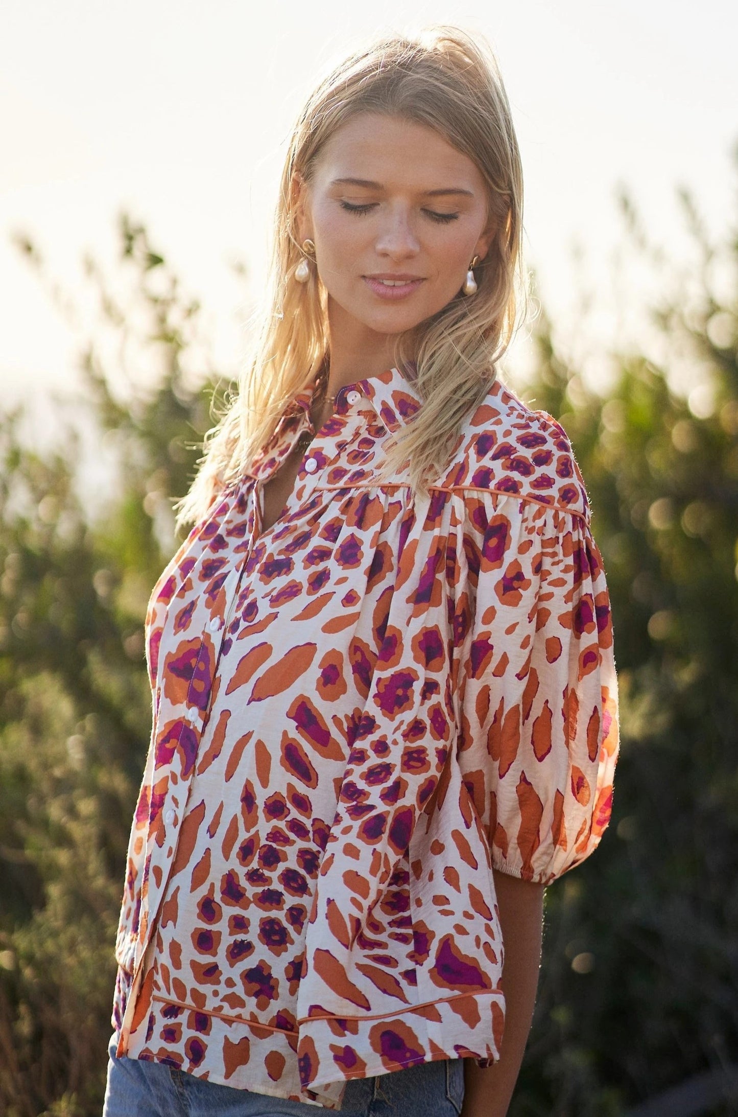 Leopard Print Button Down Blouse