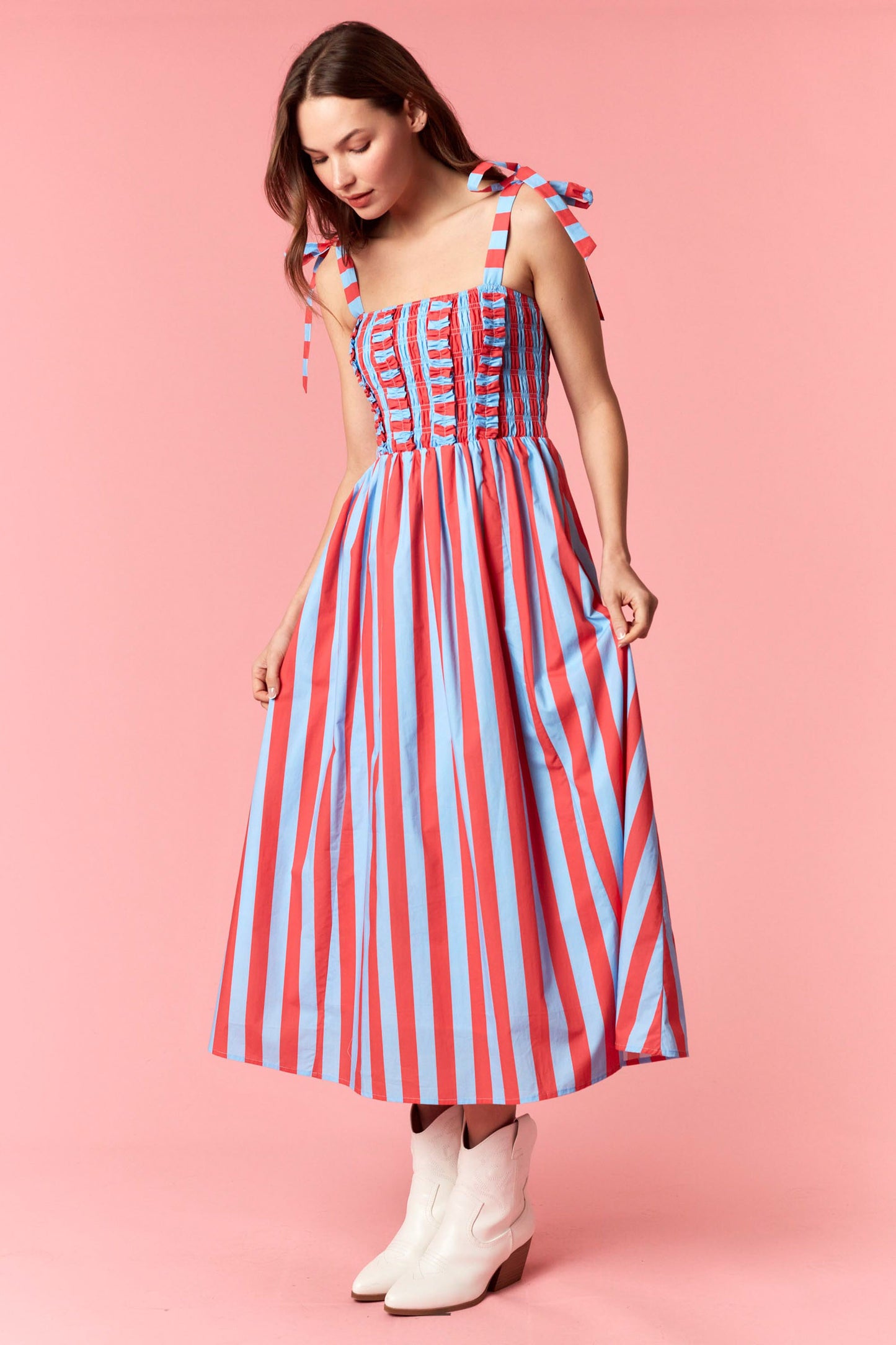 The Riviera Striped Midi
