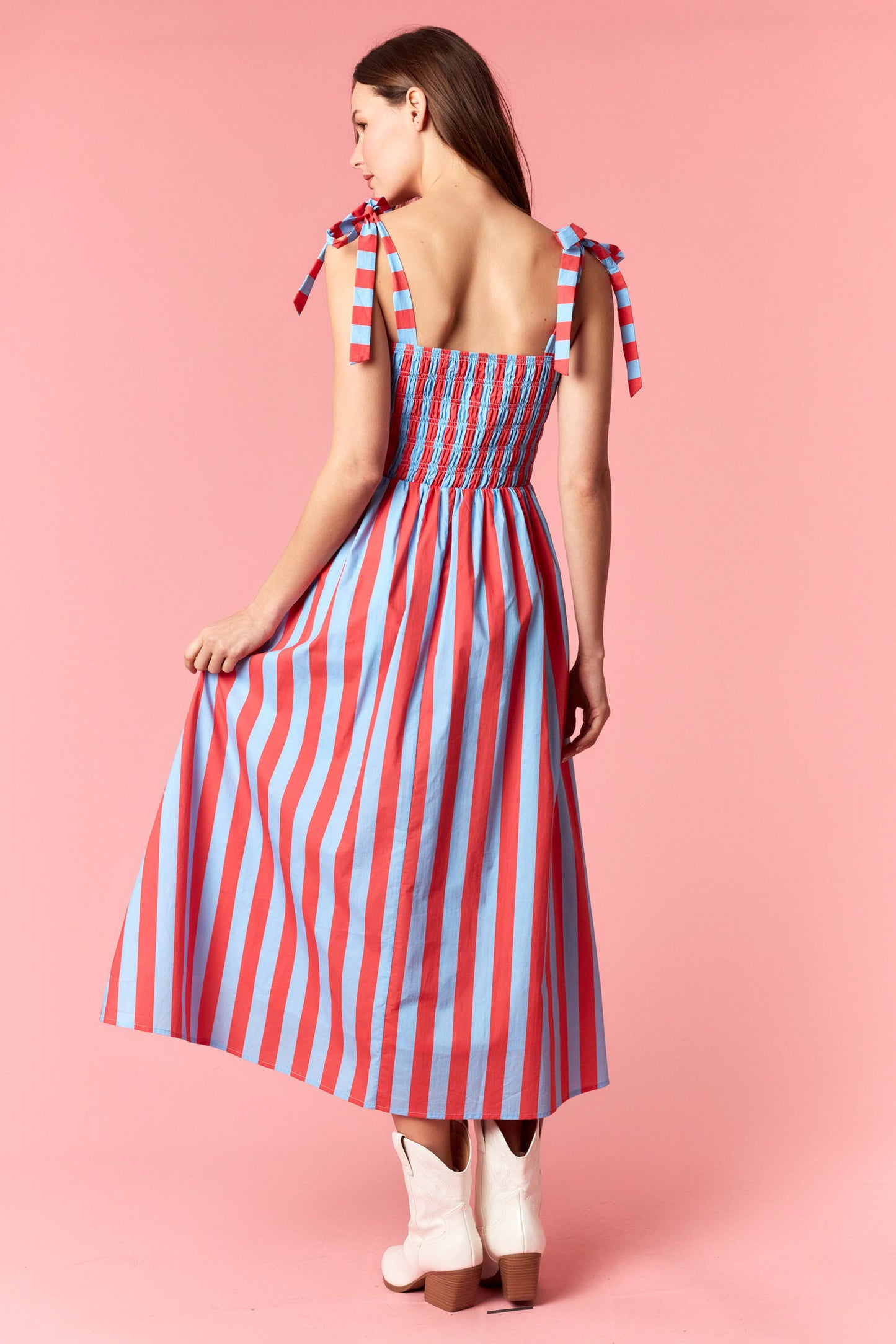 The Riviera Striped Midi