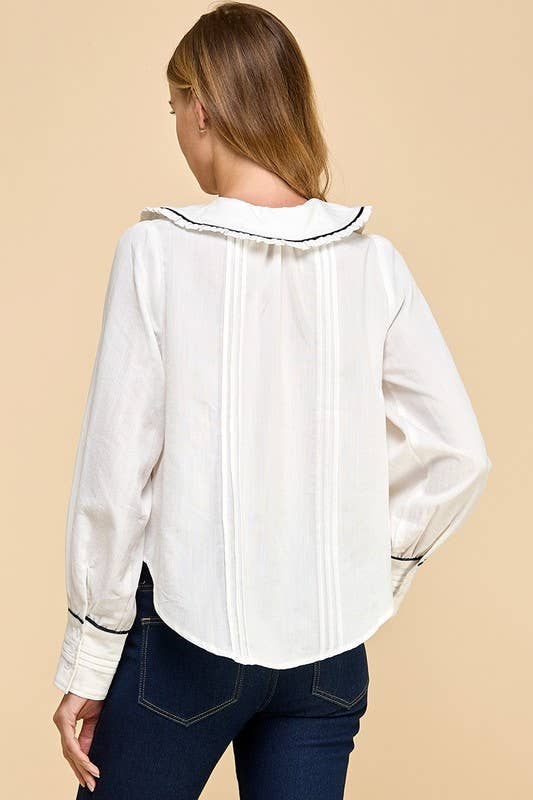 Peter Pan Pleated Blouse