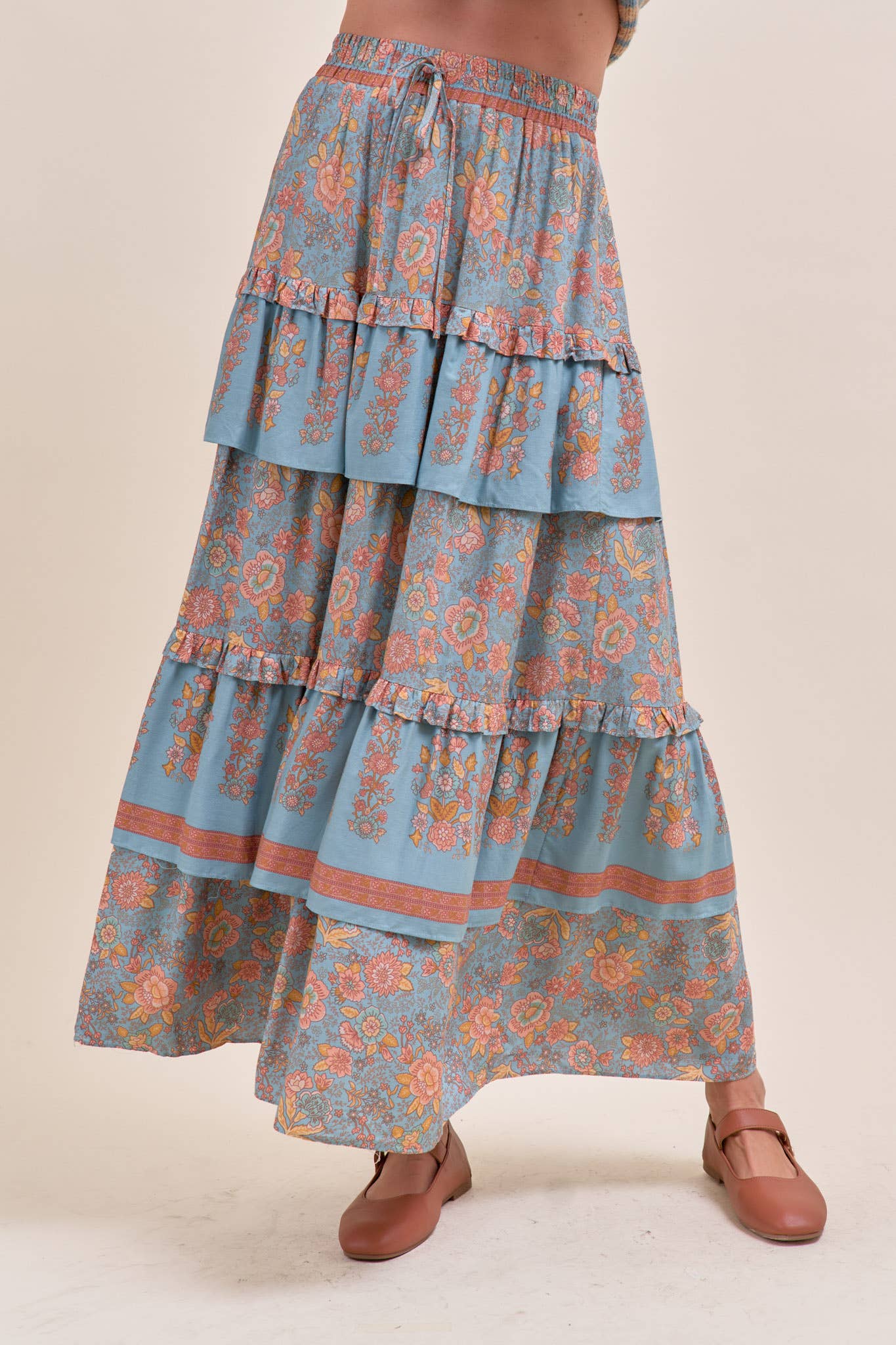 Floral Whimsy Tiered Maxi Skirt