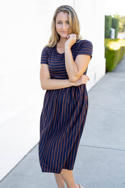 Striped Midi Pocket Dress