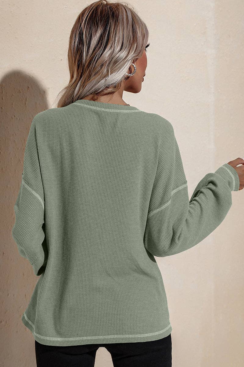 Round Neck Long Sleeve Knit Top