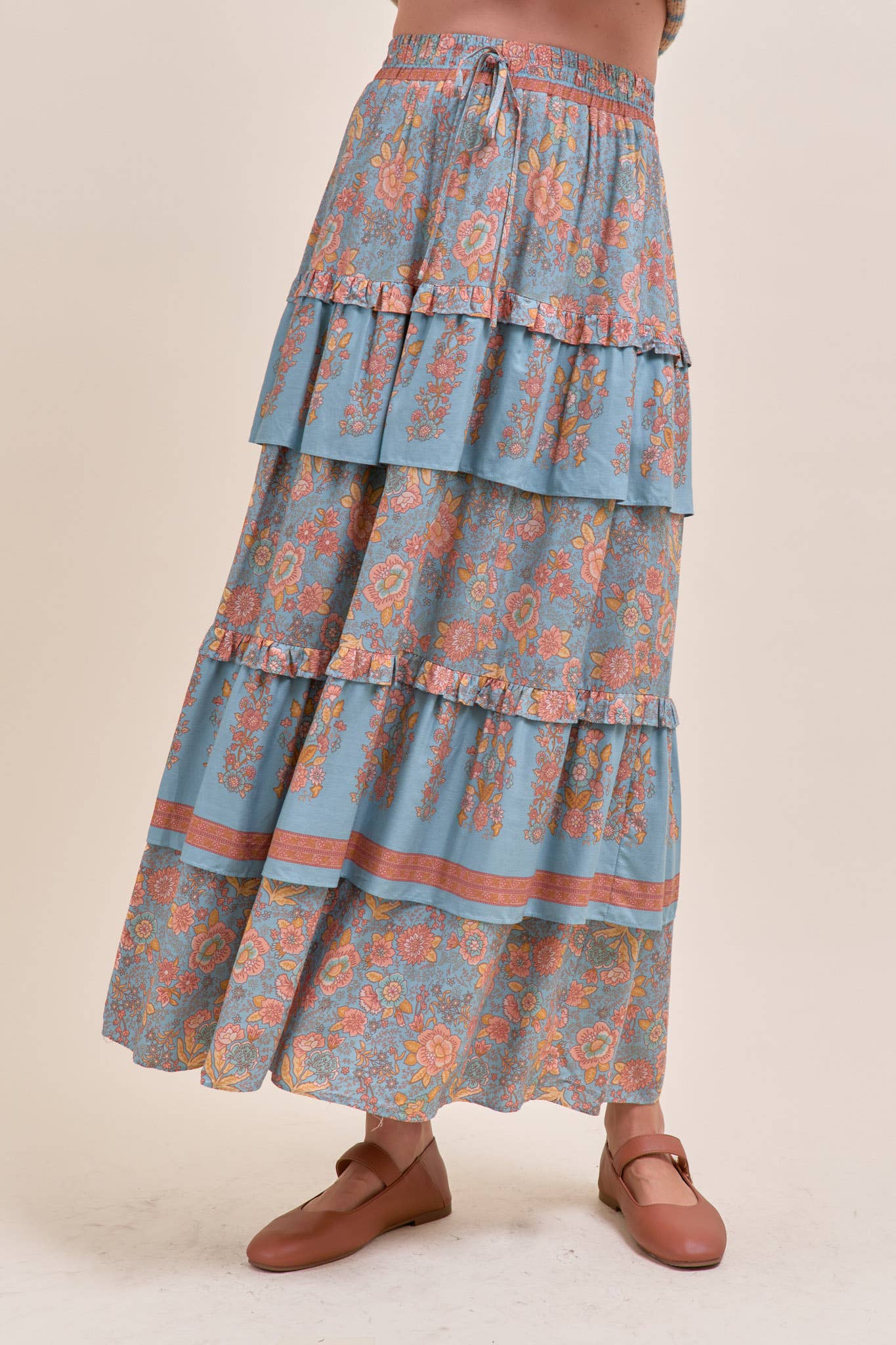 Floral Whimsy Tiered Maxi Skirt