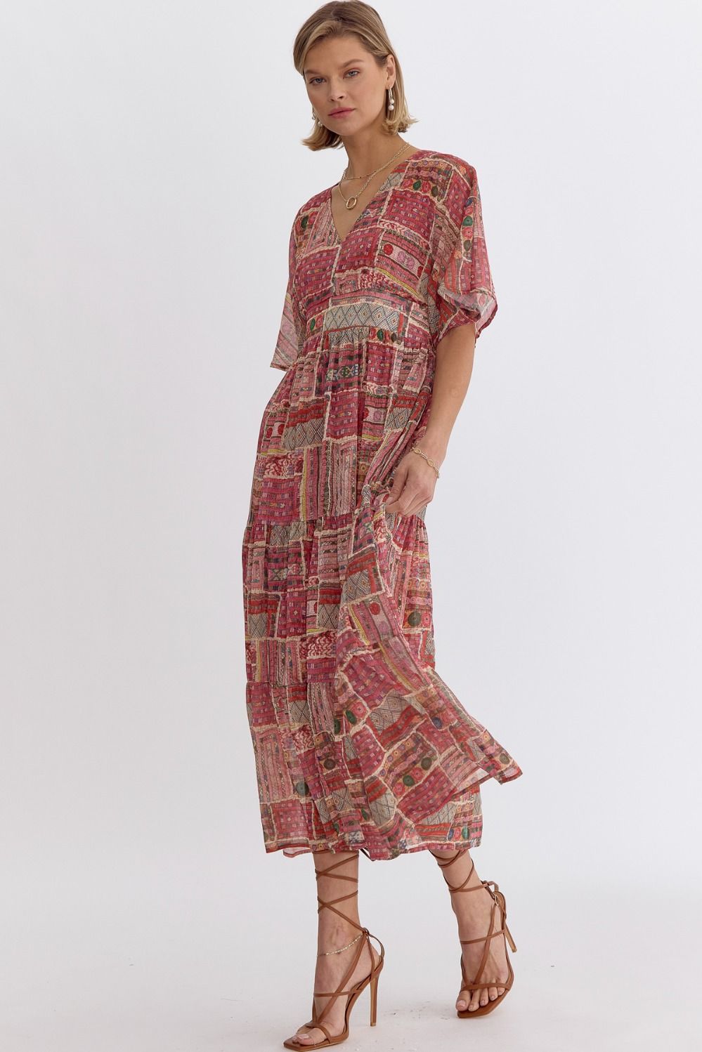 Ruby Mosaic Midi Dress