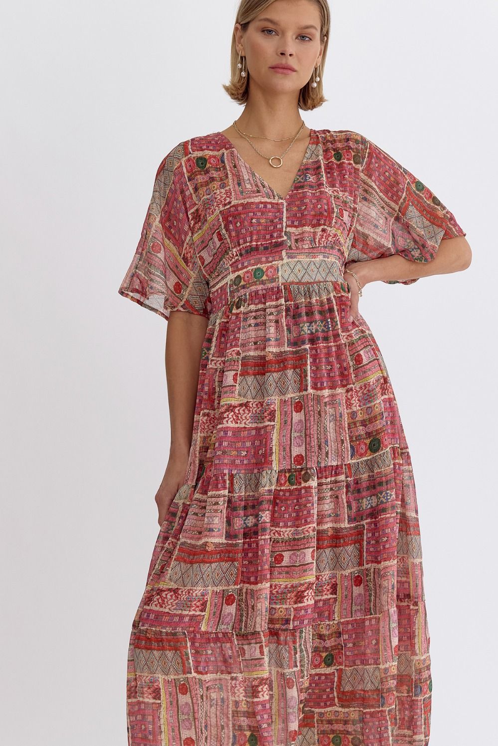 Ruby Mosaic Midi Dress