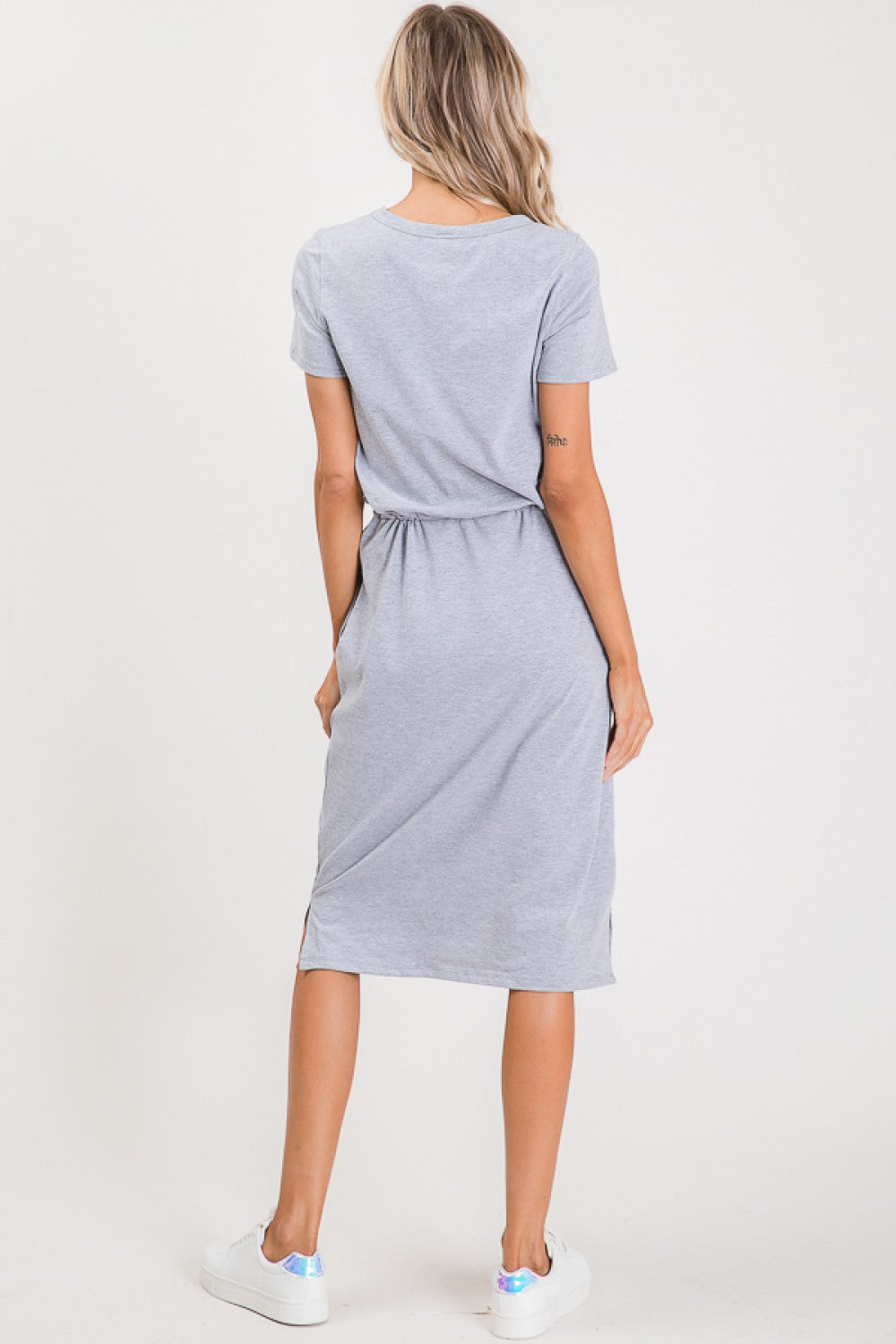 WAIST DRAWSTRING T SHIRT DRESS