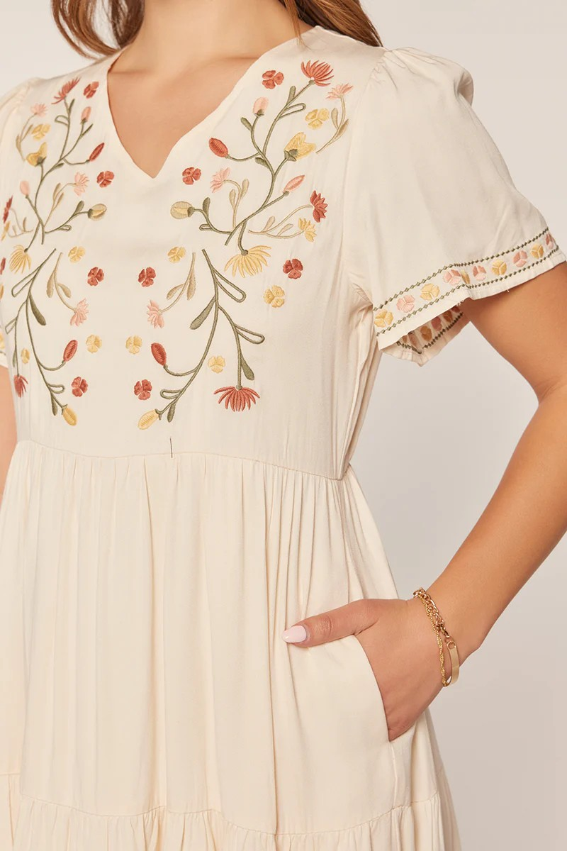 Embroidered Tier Dress