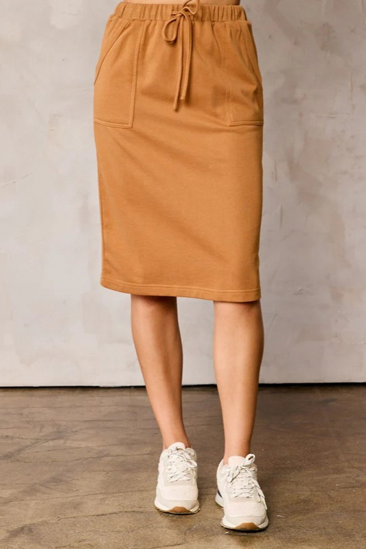 Side Pocket Knit Midi Skirt